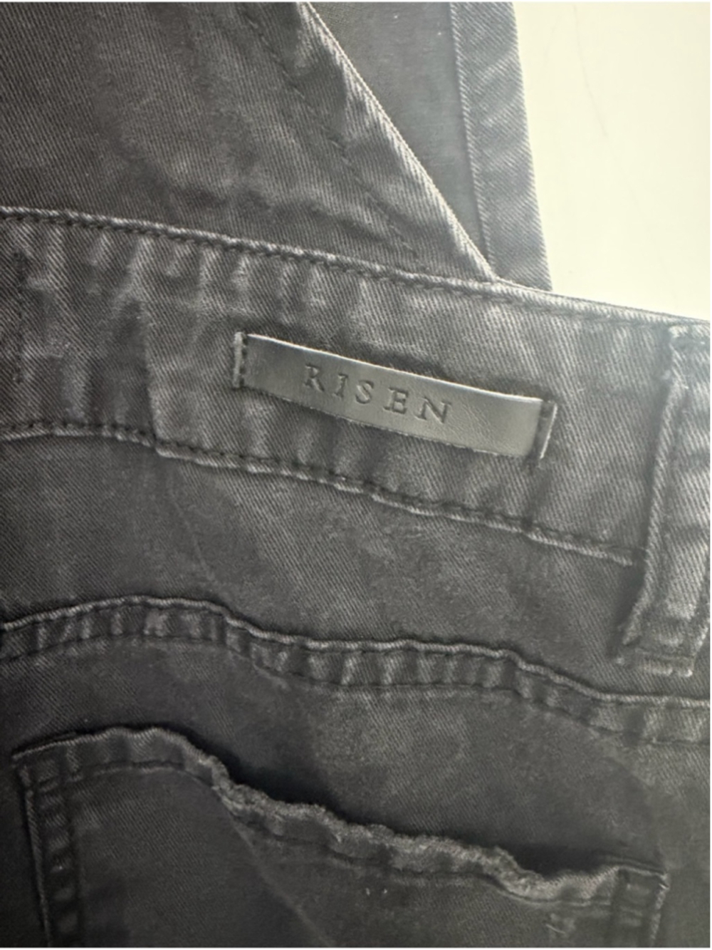 Risen Jean Los Angeles Washed Black Distressed Ankle Crop Overalls Womens Medium - Picture 4 of 15
